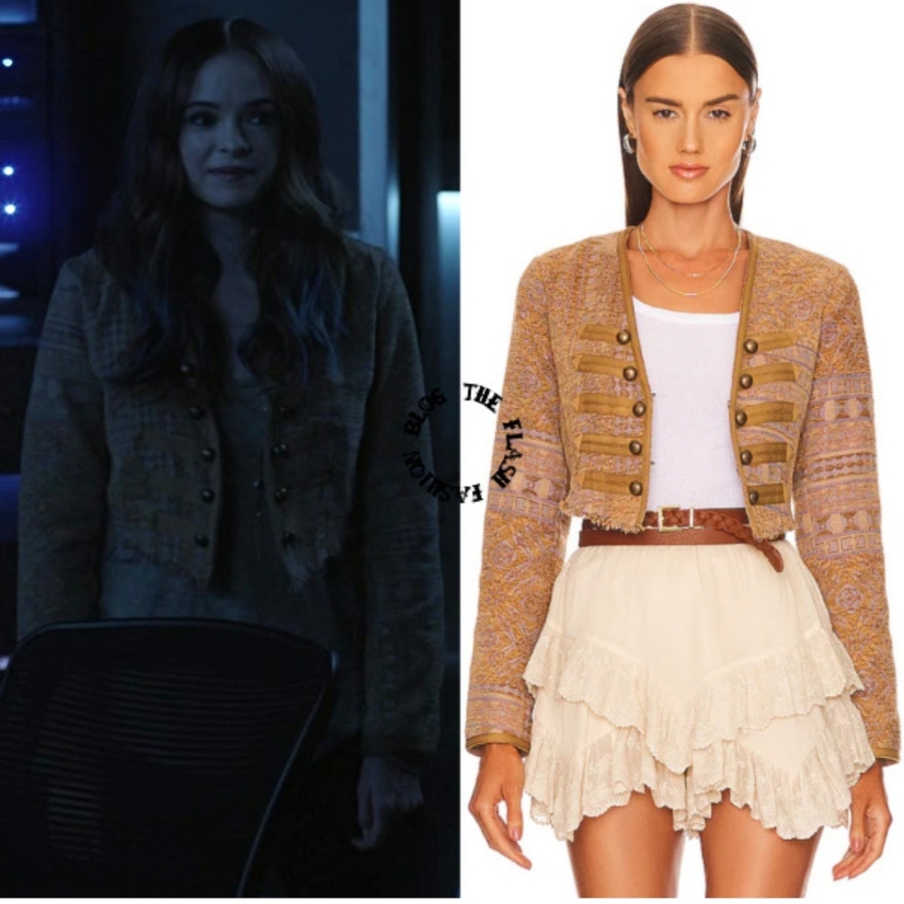 BNWT! L" FREE PEOPLE Juliette Cropped Jacket in Gold Combo - Picture 11 of 16